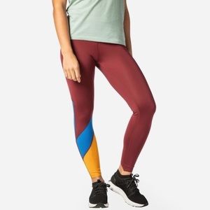 Cotopaxi Port Maroon Mariposa Colorblock Slim Fit 7/8 Tights